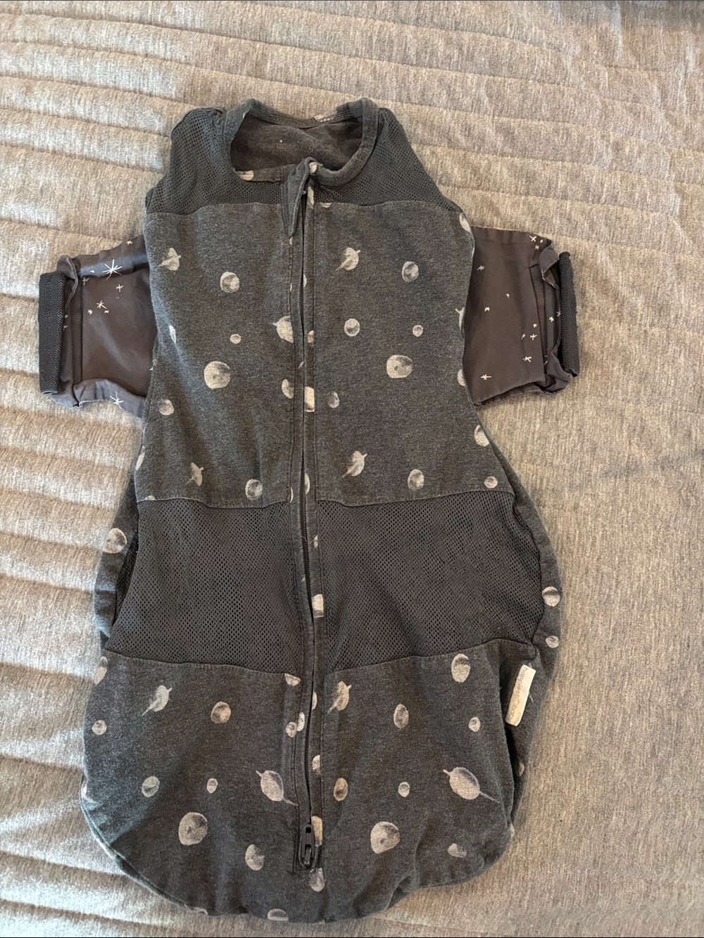 Grey Moon-Print Infant Sleep Sack Swaddle
